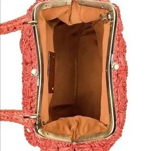 Patricia Nash Scalloped Raffia Bag in Burnt Coral